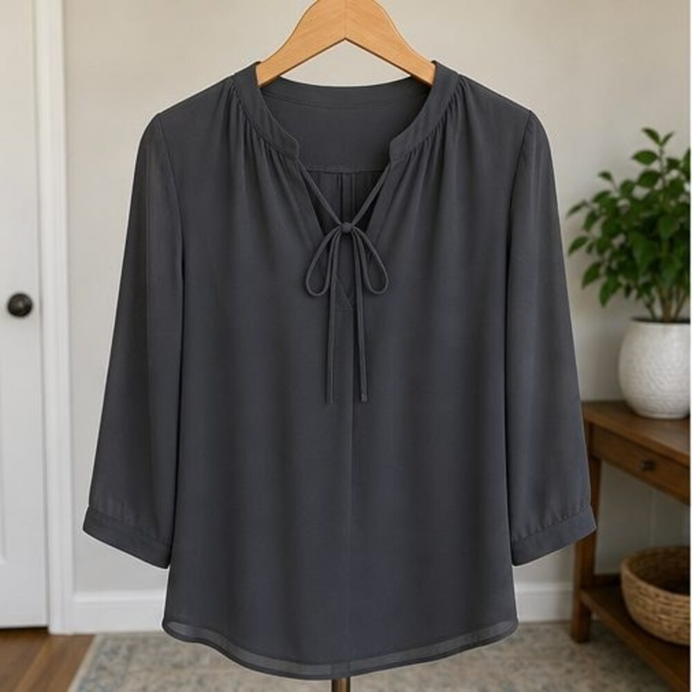 Charcoal V Neck Top